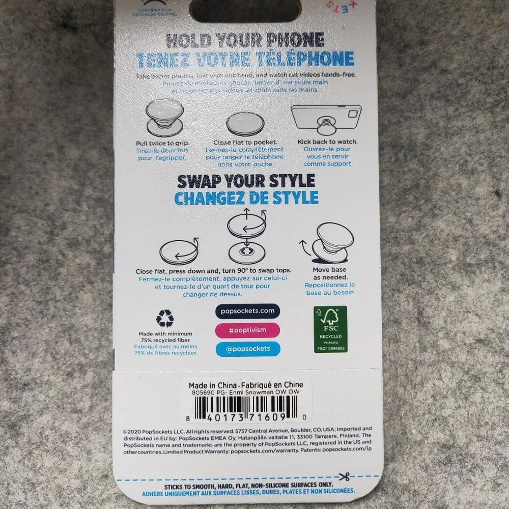 Enamel Snowman Popsockets Single Grip & Stand Phone Holder